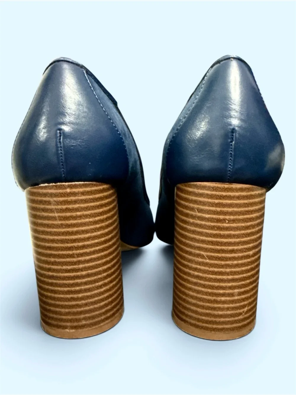 Ann Taylor Navy Suede Block Pump Heels